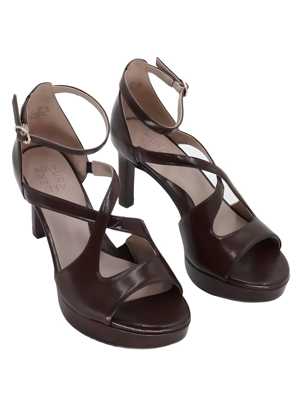 Naturalizer Alicia Platform Dress Sandals 3.5 Heel Cappuccino Brown Size 7.5M